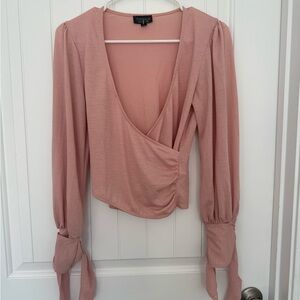 topshop Pink Wrap Top